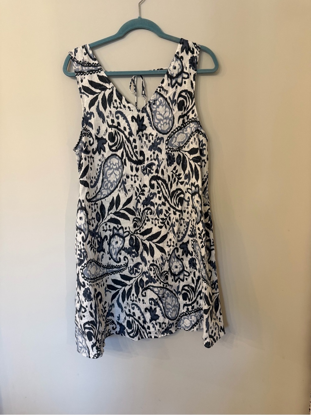 100% Linen floral coastal boho dress size large